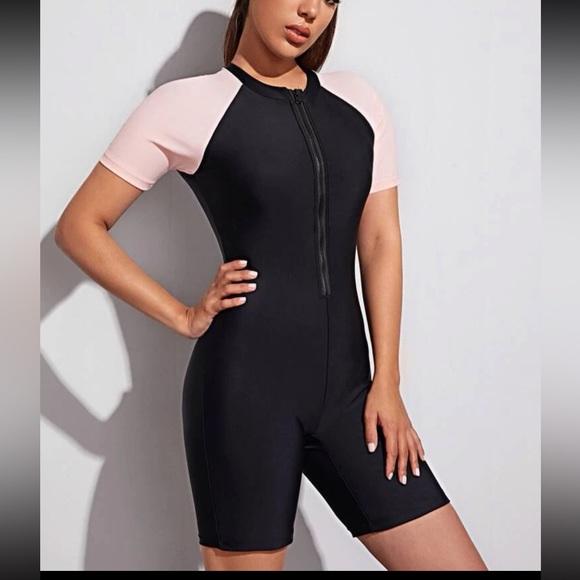 Athletic Swim Biker Romper - Picture 1 of 7